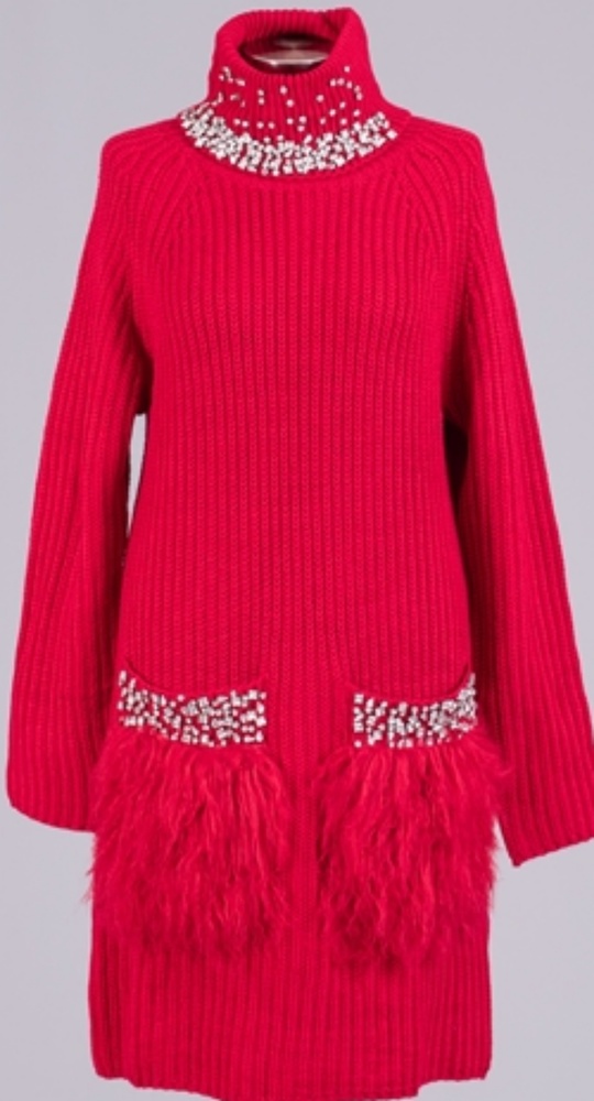FT Inc. Rhinestone Embellished Turtleneck Sw